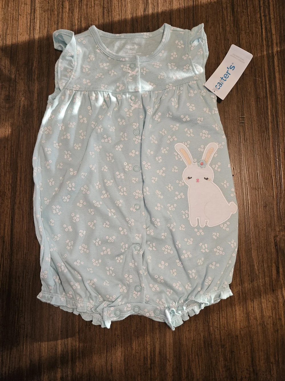Carter's Light Blue Bunny Floral Romper
